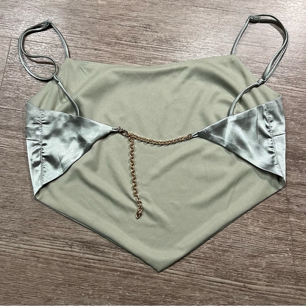 Chain Clasp Back Satin Tank